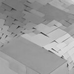 Grey panels make up a sculpture