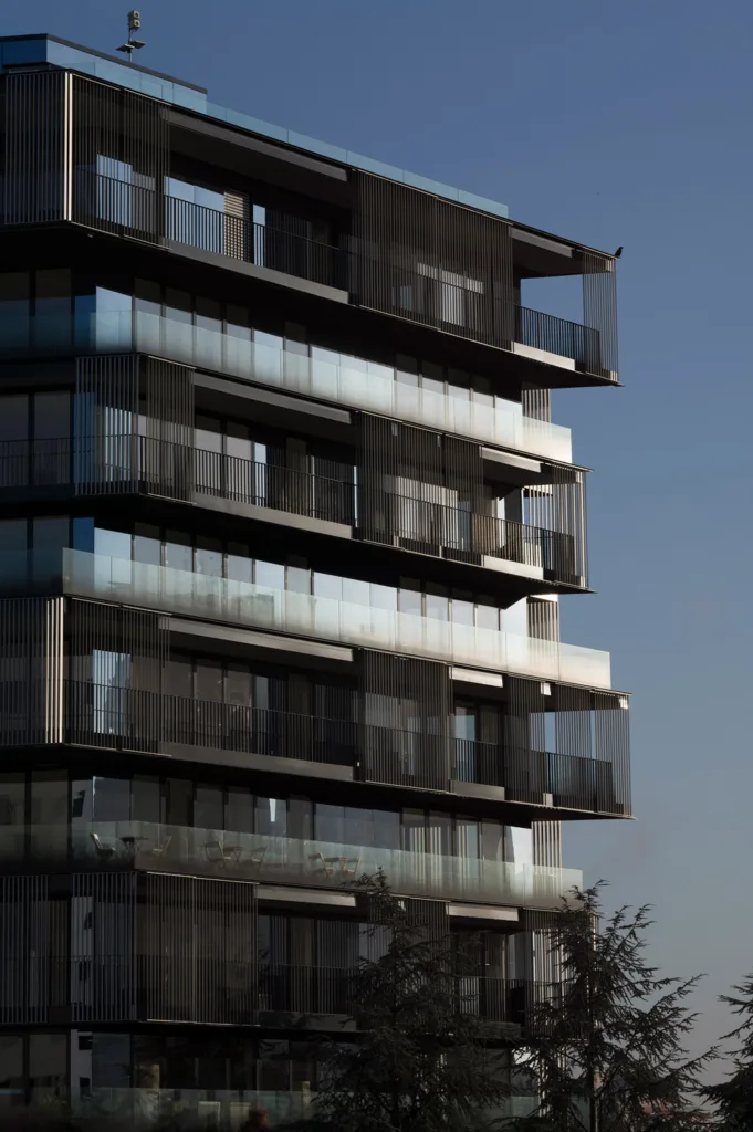 A residential housing tower by Farshid Moussavi Architecture. 