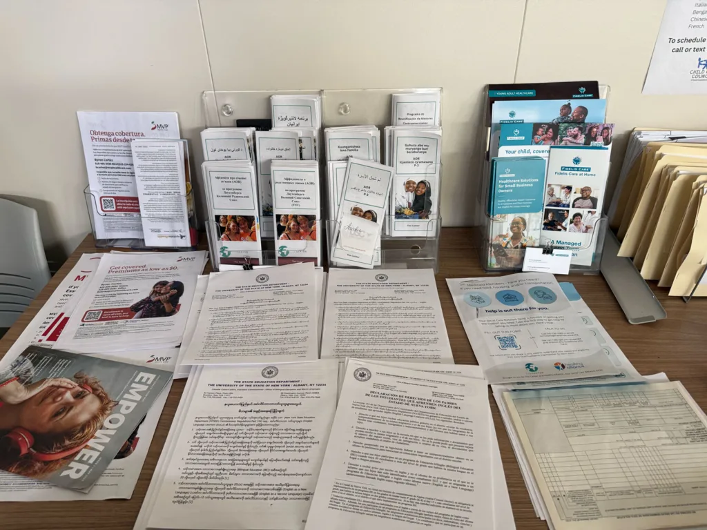 A variety of pamphlets on a table.