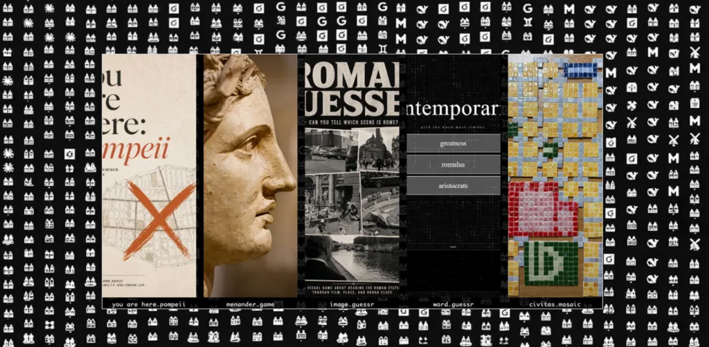 Screenshot of black and white computer screen pattern with strips of patterns and colors.