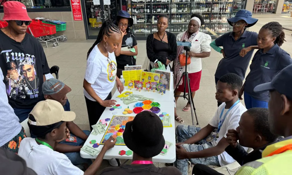 group of people playing a game.